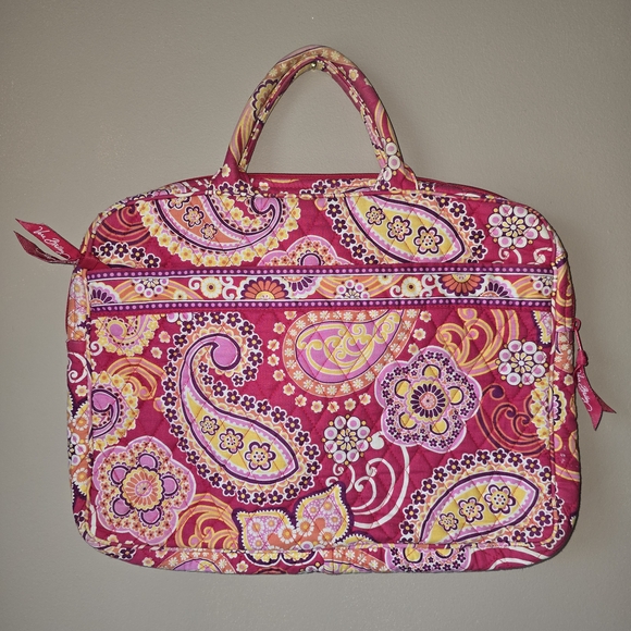 Vera Bradley Handbags - Vera Bradley Pink and Yellow Paisley Laptop Bag